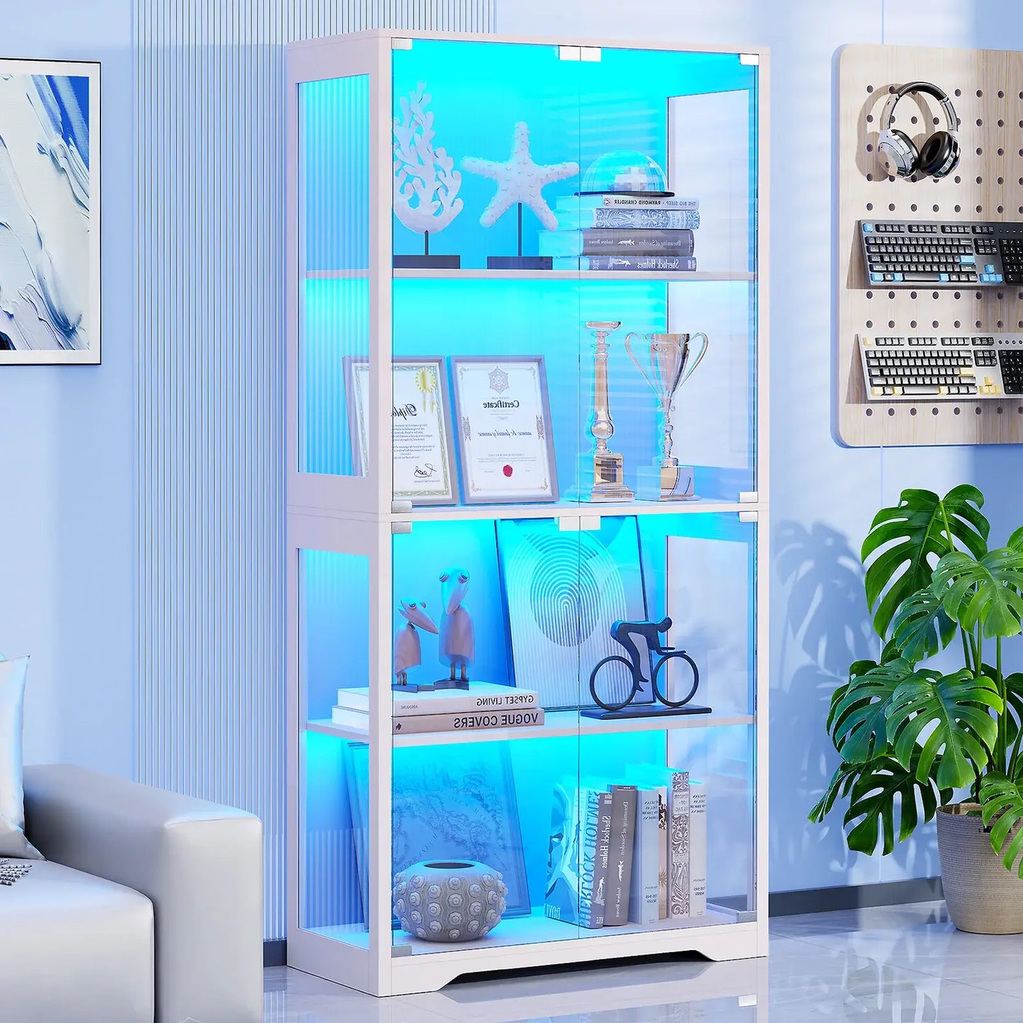 BROTTAR Curio Cabinet with Motion Sensor-White