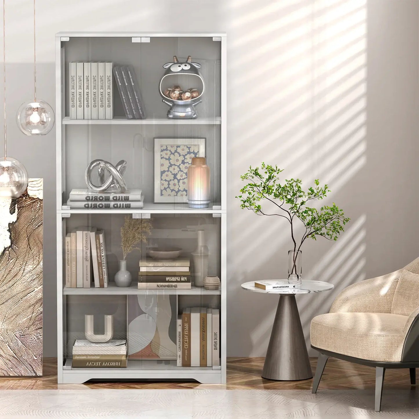 BROTTAR Curio Cabinet with Motion Sensor-White