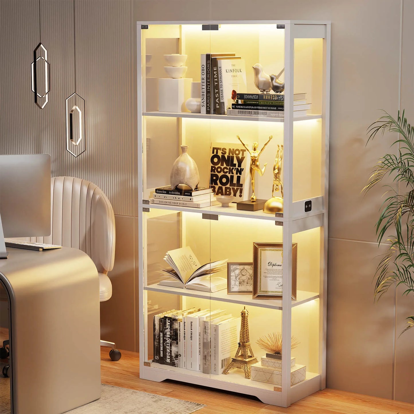 BROTTAR Curio Cabinet with Motion Sensor-White