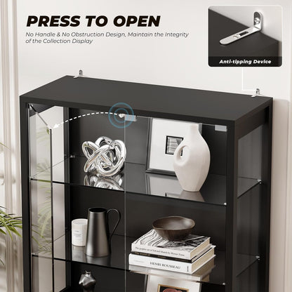 BROTTAR 6-Tier Curio Cabinet with Adjustable Glass Shelves & LED Lights - Black
