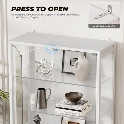 BROTTAR 6 Tier Curio Cabinet with Adjustable Glass Shelves  LED Lights - White